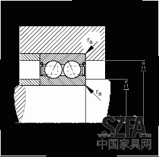 角接觸球軸承 30/8-B-2Z-TVH, 雙列，雙側(cè)間隙密封，接觸角 α = 25°