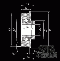 外球面球軸承 CRB30/92, 帶橡膠插入件，偏心鎖圈定位，兩側 P 型密封